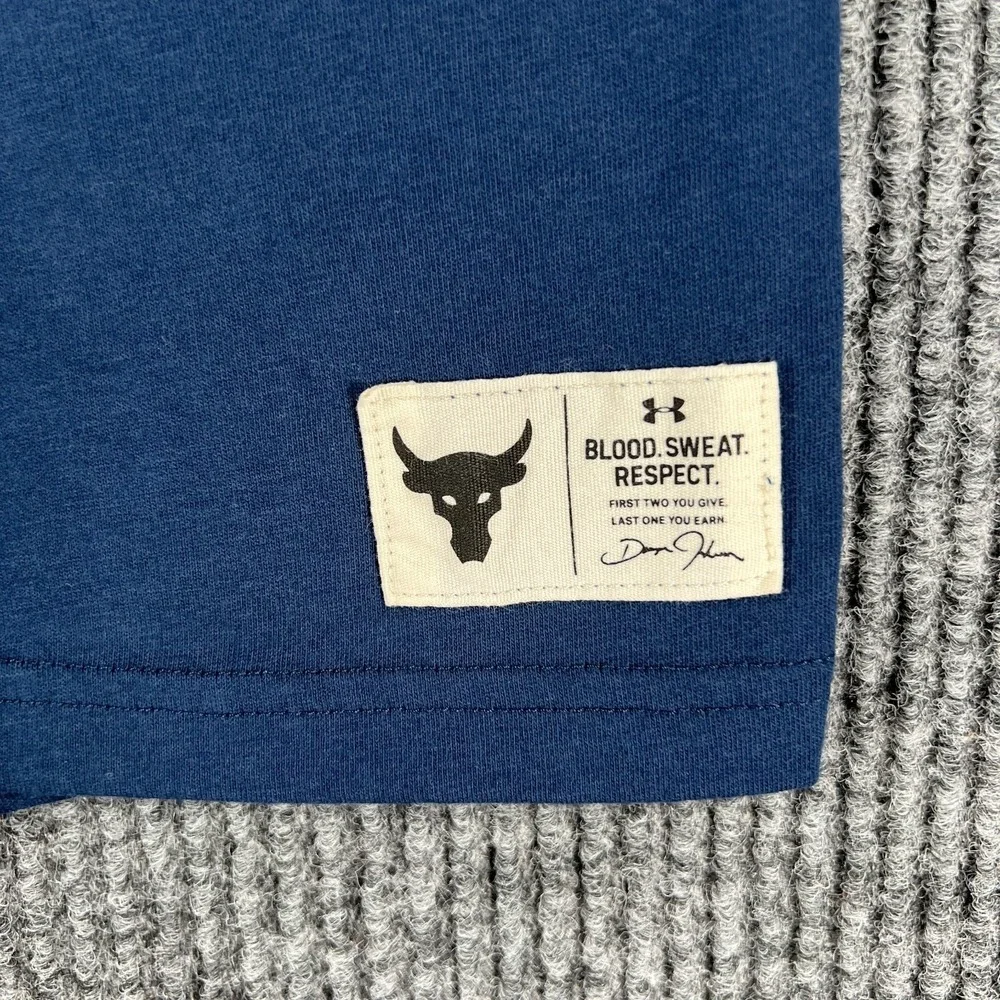 Under Armour Project Rock Shirt Youth Boys XL Extra Large Blue Short‎ Sleeve